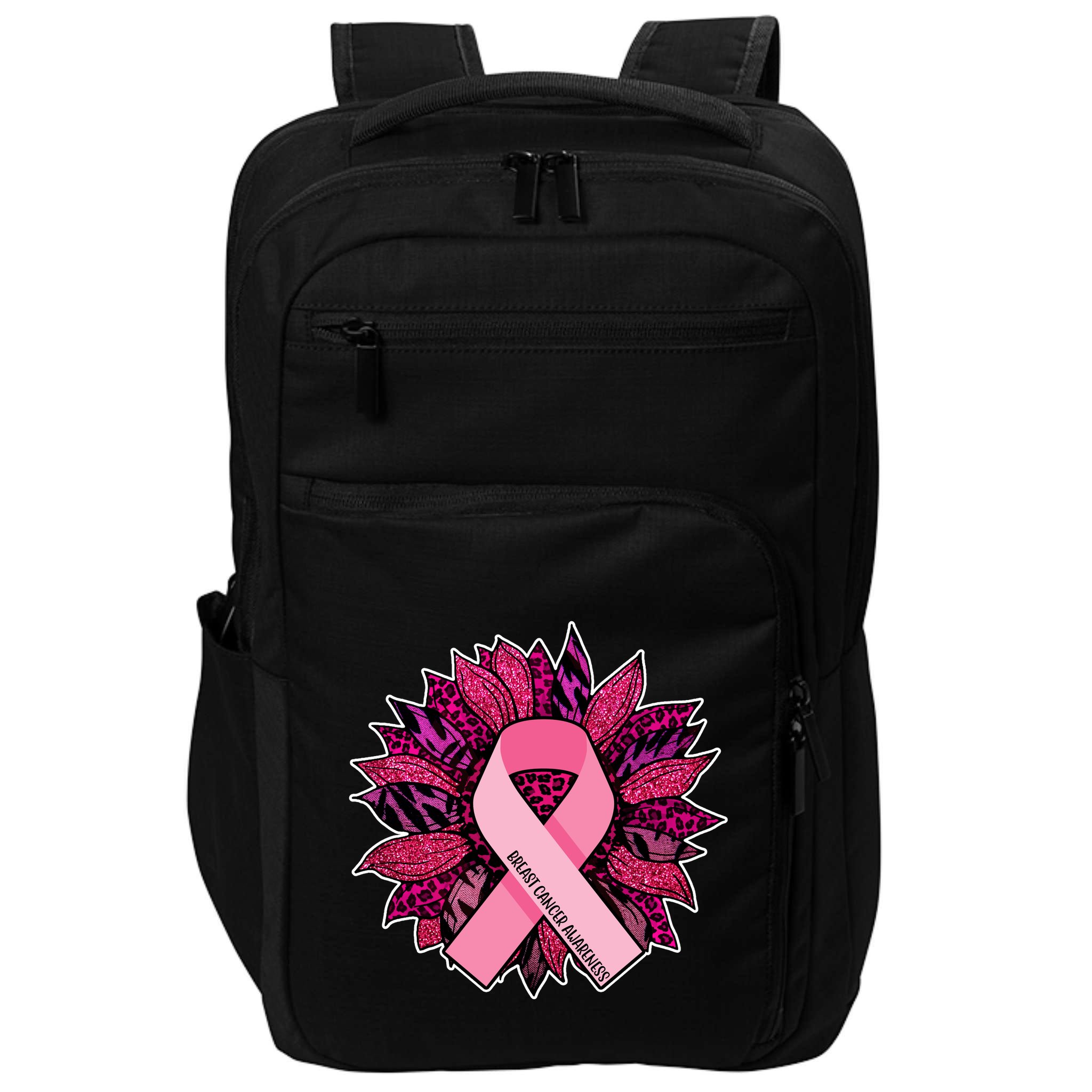 Breast Cancer Awareness Flower Ribbon Impact Tech Backpack
