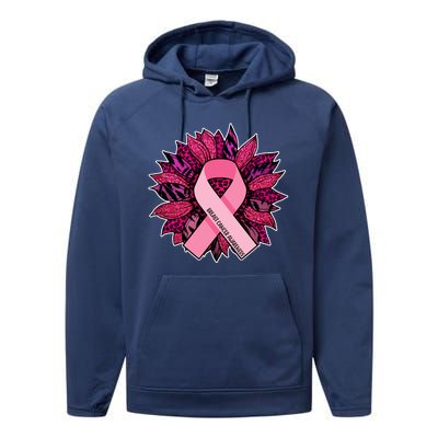 Breast Cancer Awareness Flower Ribbon Performance Fleece Hoodie