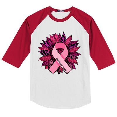 Breast Cancer Awareness Flower Ribbon Kids Colorblock Raglan Jersey