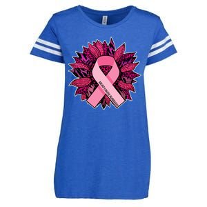 Breast Cancer Awareness Flower Ribbon Enza Ladies Jersey Football T-Shirt