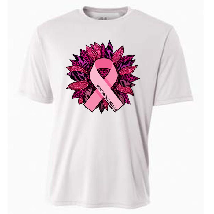 Breast Cancer Awareness Flower Ribbon Cooling Performance Crew T-Shirt