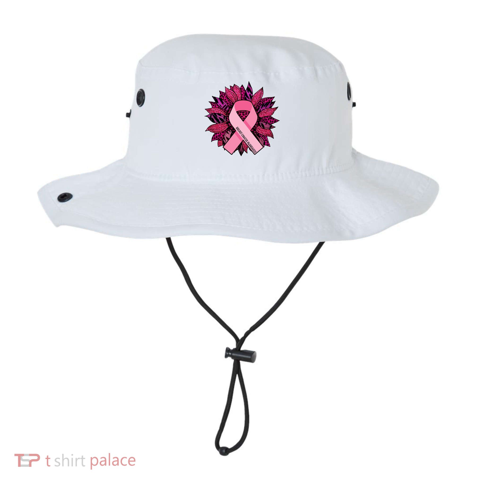 Breast Cancer Awareness Flower Ribbon Bucket Hat