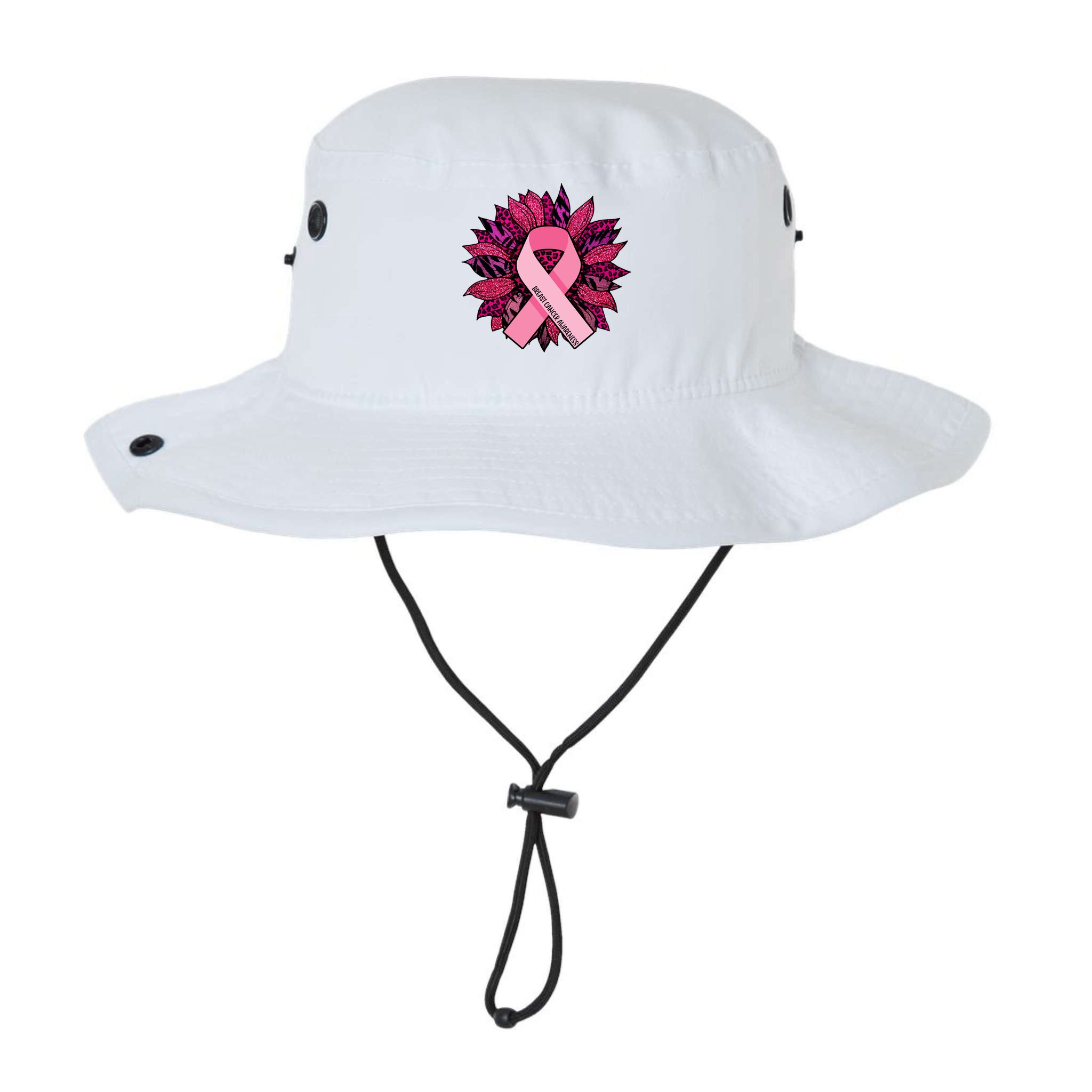 Breast Cancer Awareness Flower Ribbon Bucket Hat