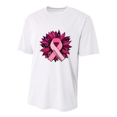 Breast Cancer Awareness Flower Ribbon Youth Performance Sprint T-Shirt