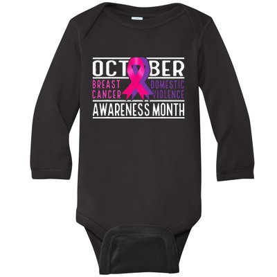 Breast Cancer And Domestic Violence Awareness Month Baby Long Sleeve Bodysuit