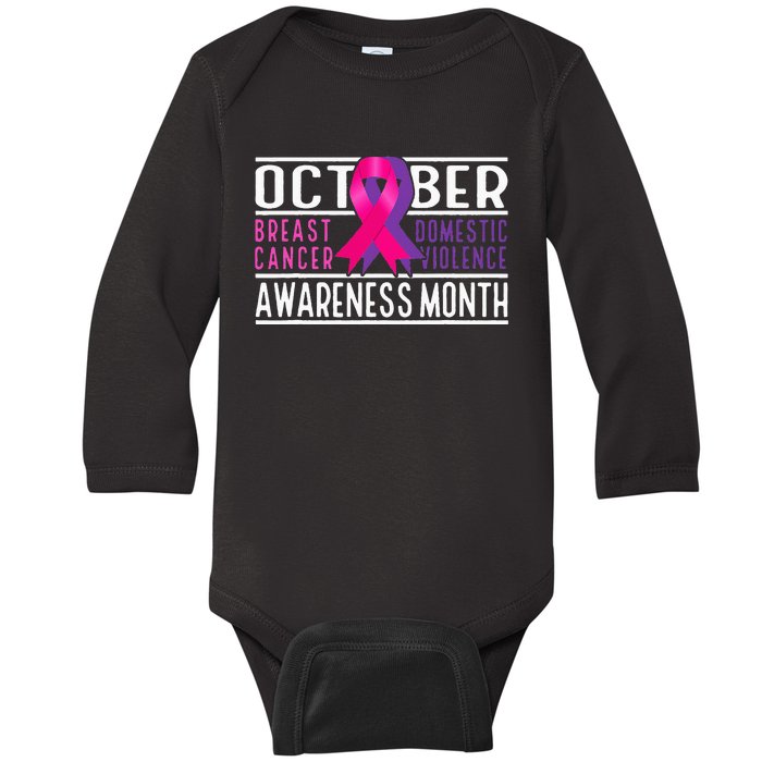 Breast Cancer And Domestic Violence Awareness Month Baby Long Sleeve Bodysuit