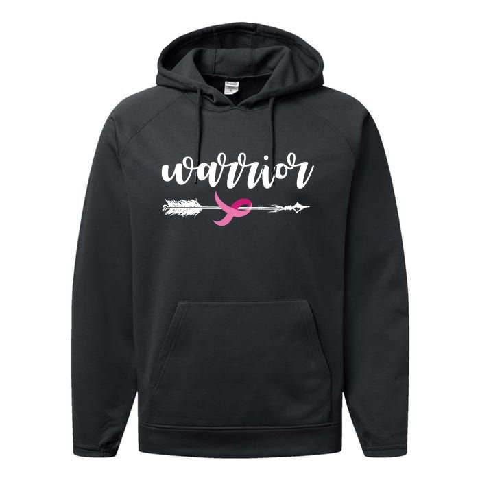 Breast Cancer Awareness Warrior Pink Ribbon Performance Fleece Hoodie