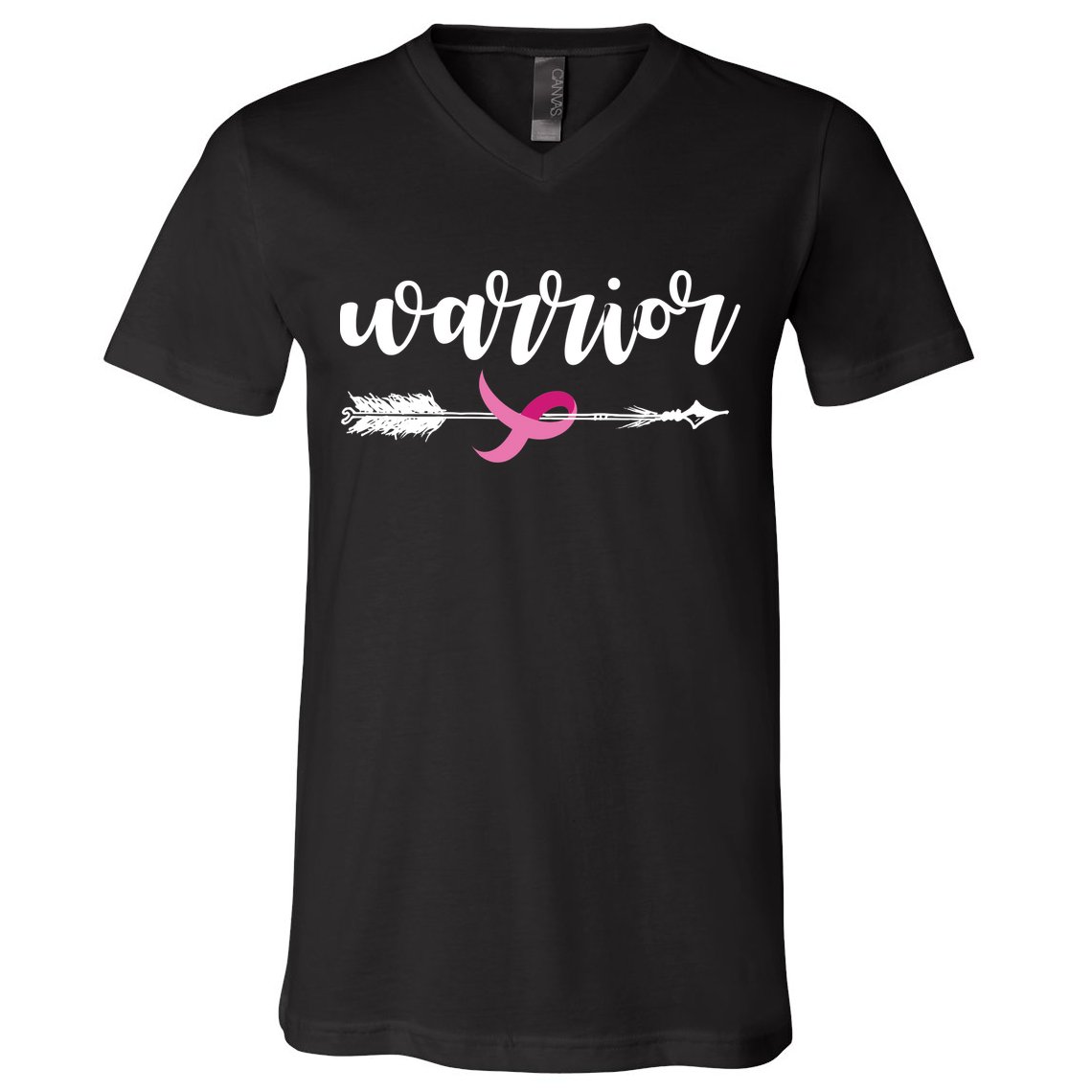 Breast Cancer Awareness Warrior Pink Ribbon V-Neck T-Shirt