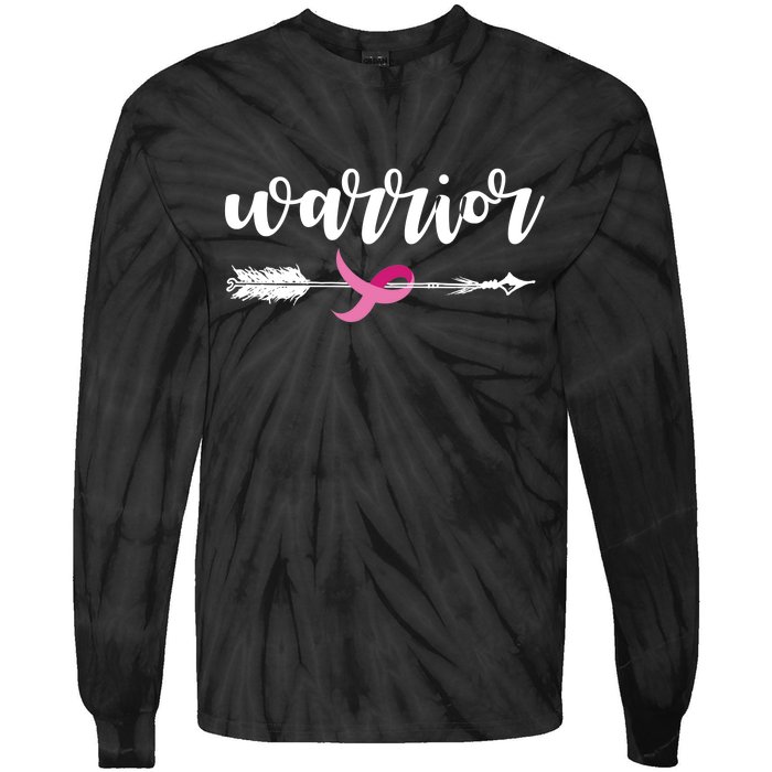 Breast Cancer Awareness Warrior Pink Ribbon Tie-Dye Long Sleeve Shirt