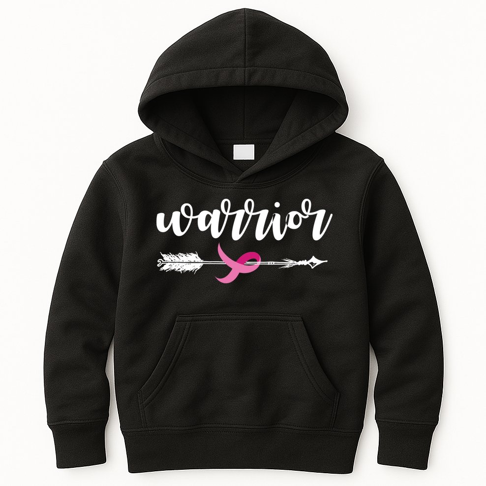 Breast Cancer Awareness Warrior Pink Ribbon Kids Hoodie