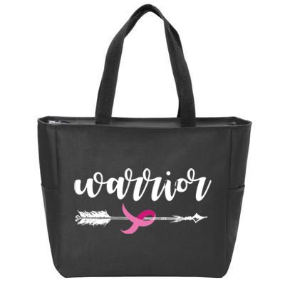 Breast Cancer Awareness Warrior Pink Ribbon Zip Tote Bag