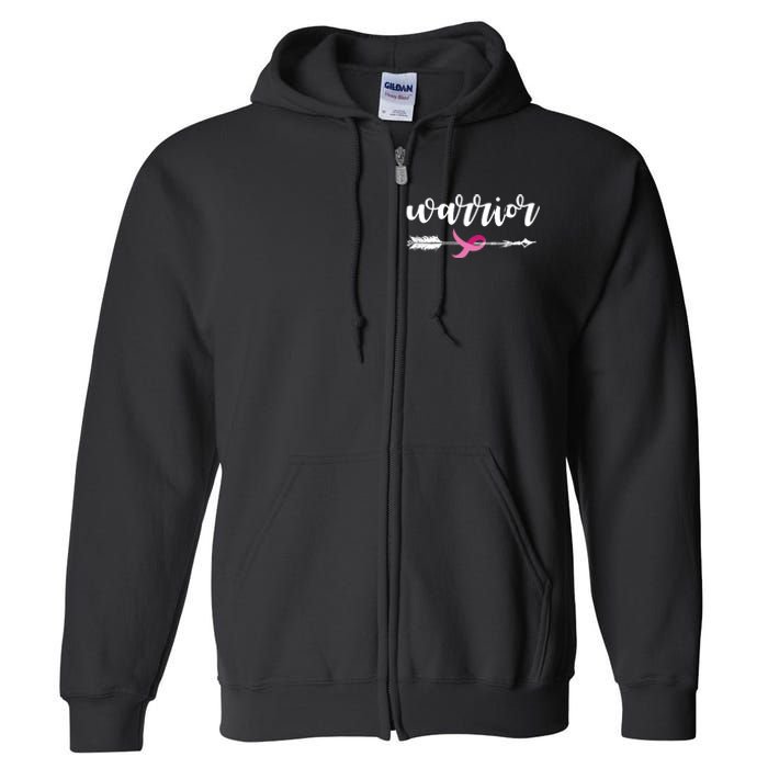 Breast Cancer Awareness Warrior Pink Ribbon Full Zip Hoodie