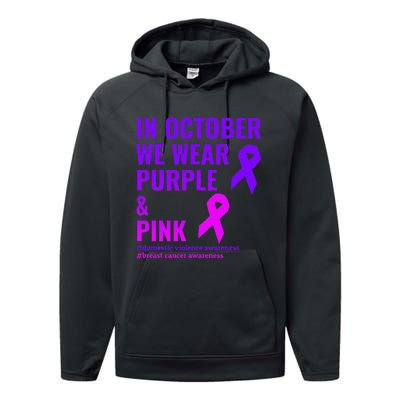 Breast Cancer And Domestic Violence Awareness Performance Fleece Hoodie