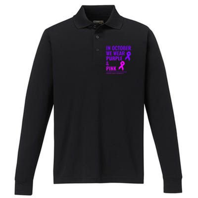 Breast Cancer And Domestic Violence Awareness Performance Long Sleeve Polo