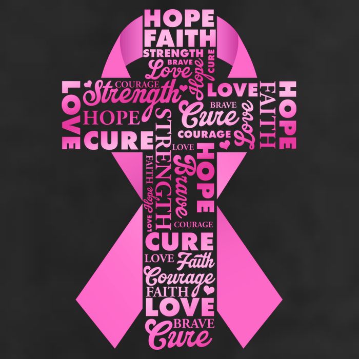 Breast Cancer Awareness Word Text Art Ribbon Cross 11oz C Handle Ceramic Mug