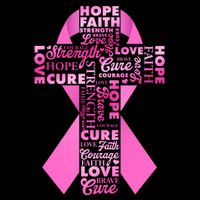 Breast Cancer Awareness Word Text Art Ribbon Cross Drawstring Bag
