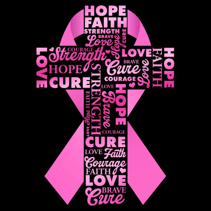 Breast Cancer Awareness Word Text Art Ribbon Cross Drawstring Bag