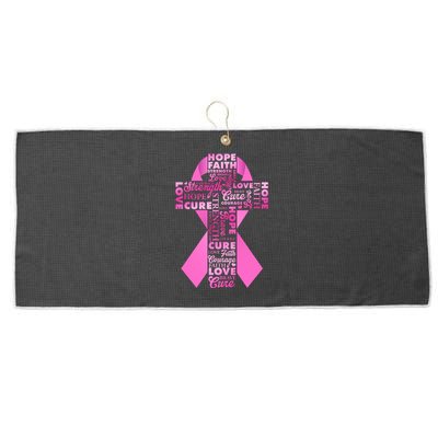 Breast Cancer Awareness Word Text Art Ribbon Cross Large Microfiber Waffle Golf Towel