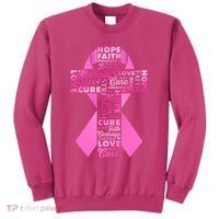 Breast Cancer Awareness Word Text Art Ribbon Cross Sweatshirt