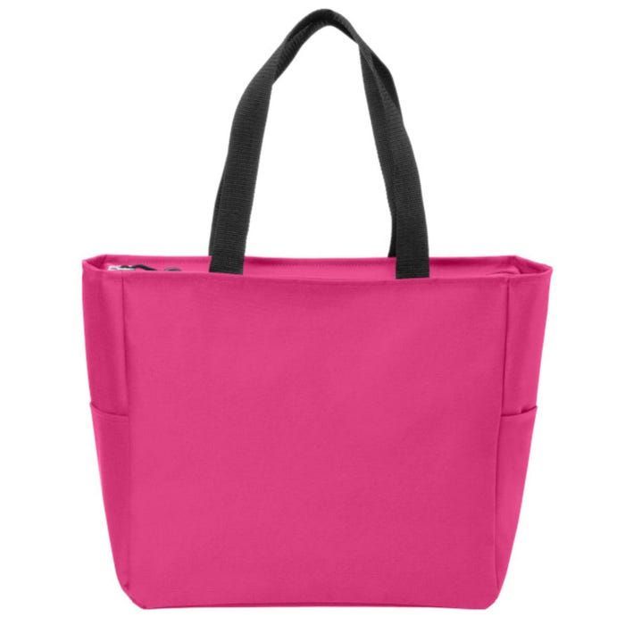 Breast Cancer Awareness Word Text Art Ribbon Cross Zip Tote Bag
