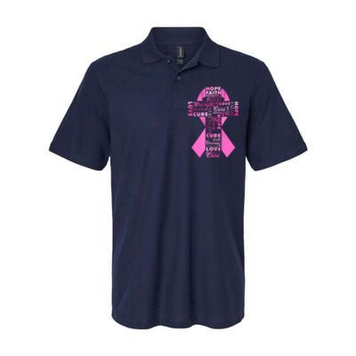 Breast Cancer Awareness Word Text Art Ribbon Cross Softstyle Adult Sport Polo