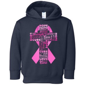 Breast Cancer Awareness Word Text Art Ribbon Cross Toddler Hoodie