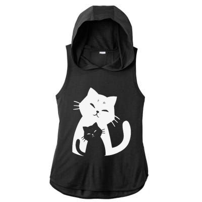 Black Cat And White Cat Ladies PosiCharge Tri-Blend Wicking Draft Hoodie Tank