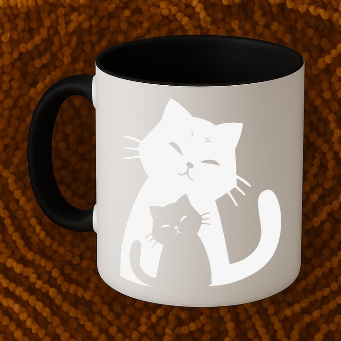 Black Cat And White Cat Mug