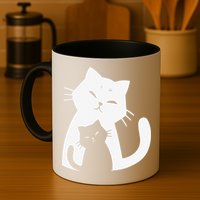 Black Cat And White Cat Mug