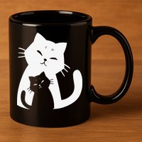 Black Cat And White Cat 11oz C Handle Ceramic Mug