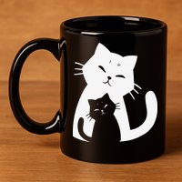Black Cat And White Cat 11oz C Handle Ceramic Mug