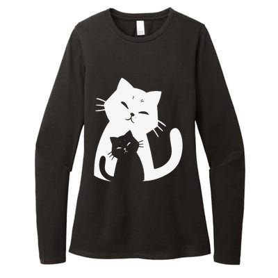 Black Cat And White Cat Womens CVC Long Sleeve Shirt