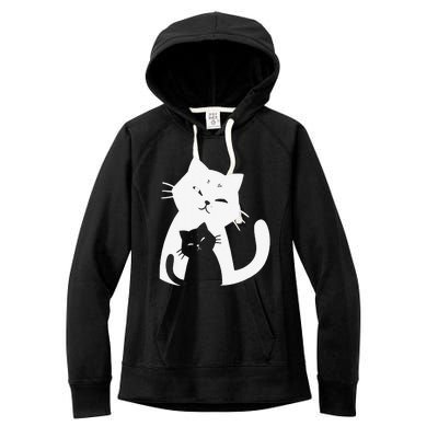 Black Cat And White Cat Women's Fleece Hoodie