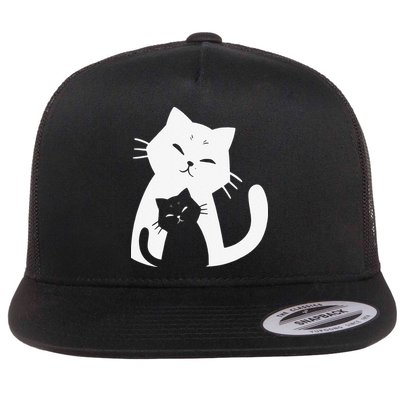 Black Cat And White Cat Flatbill Hat
