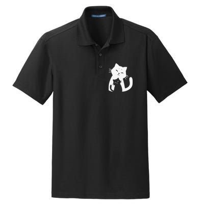 Black Cat And White Cat Dry Zone Grid Polo