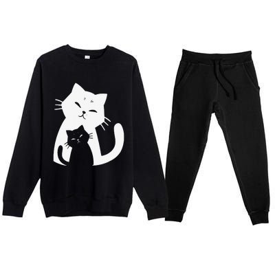 Black Cat And White Cat Premium Crewneck Sweatsuit Set