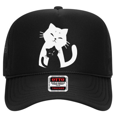 Black Cat And White Cat Trucker Hat