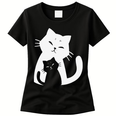 Black Cat And White Cat Womens T-Shirt