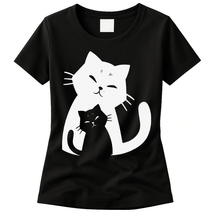 Black Cat And White Cat Womens T-Shirt