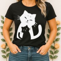 Black Cat And White Cat Womens T-Shirt