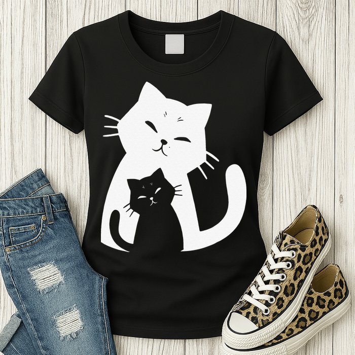 Black Cat And White Cat Womens T-Shirt