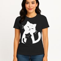 Black Cat And White Cat Womens T-Shirt