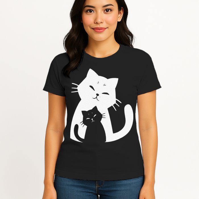 Black Cat And White Cat Womens T-Shirt