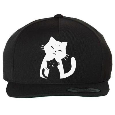 Black Cat And White Cat Wool Snapback Cap