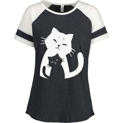 Black Cat And White Cat Enza Ladies Jersey Colorblock Tee