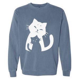 Black Cat And White Cat Garment-Dyed Sweatshirt