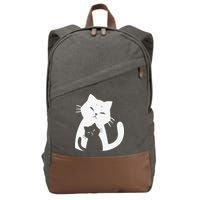 Black Cat And White Cat Cotton Canvas Backpack