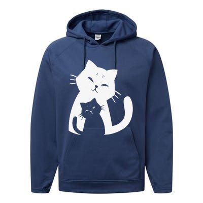 Black Cat And White Cat Performance Fleece Hoodie