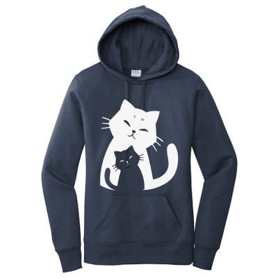 Black Cat And White Cat Women's Pullover Hoodie