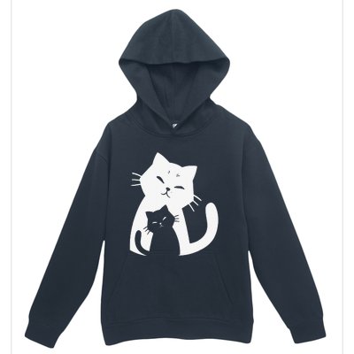 Black Cat And White Cat Urban Pullover Hoodie